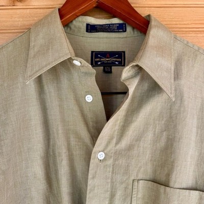 The Arrow Co Long Sleeved Button Down Khaki Cotton Vintage Men's 17.5'' 34/35