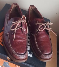 Timberland Handsewn 2 Eye UK 11 Mens Boat Deck Shoes Leather Burgundy Brown
