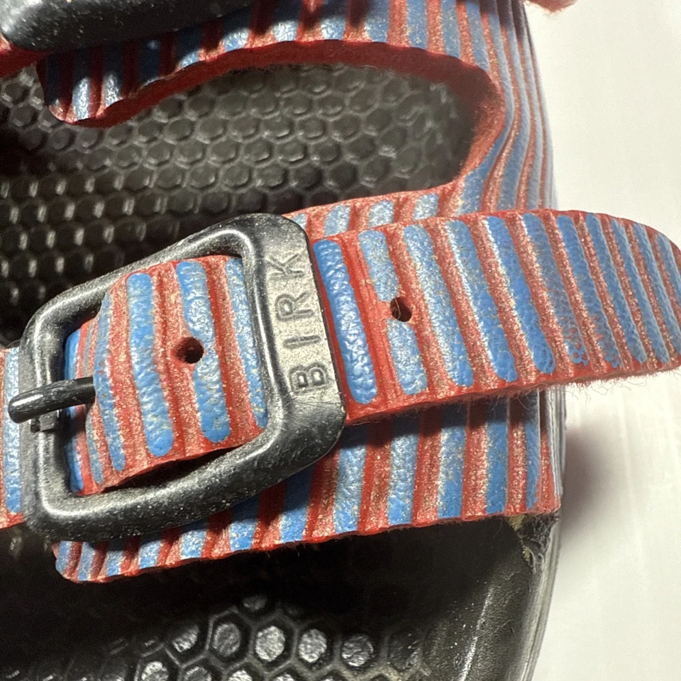 Sandalias De Colección Birki’s Birkenstock Papilio FLA Azul Rojo Rayas 3 Correas EU41 M8/W10 Foto 3 de 4