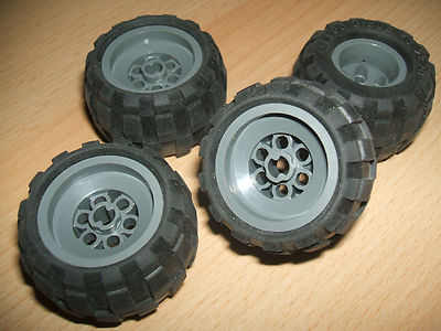 Lego 4 große graue Ballonräder 43,2 x 28 S + weiche pneumatische Gummireifen