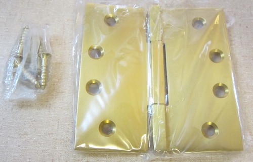 NEW Rejuvenation 4" TUMALO SQUARE KNUCKLE HINGES, Aged Brass (C4839) - Picture 2 of 3