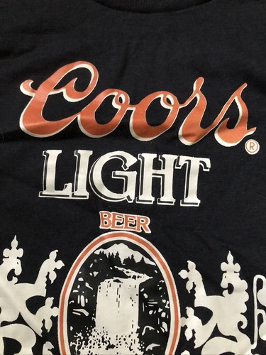 VTG 70s COORS LIGHT VELVA SHEEN USA BLACK RED THIN SINGLE-STITCH T-SHIRT 50/50 M - Picture 4 of 11