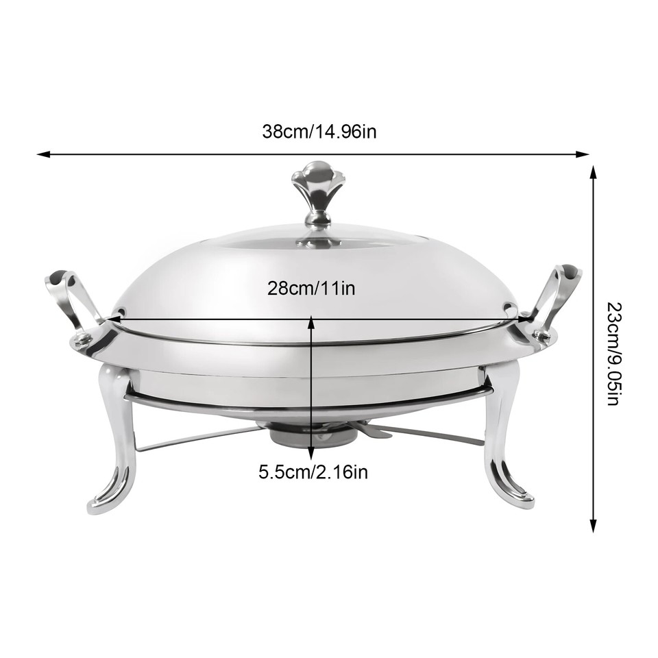 Dish Stainless Steel Buffet Tray Frame with Lid and Chafing Fuel Holde