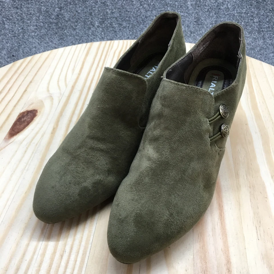 Botas Rialto para mujer 9 M Smith botín al tobillo verde punta redonda cómodos tacones cónicos Foto 3 de 4