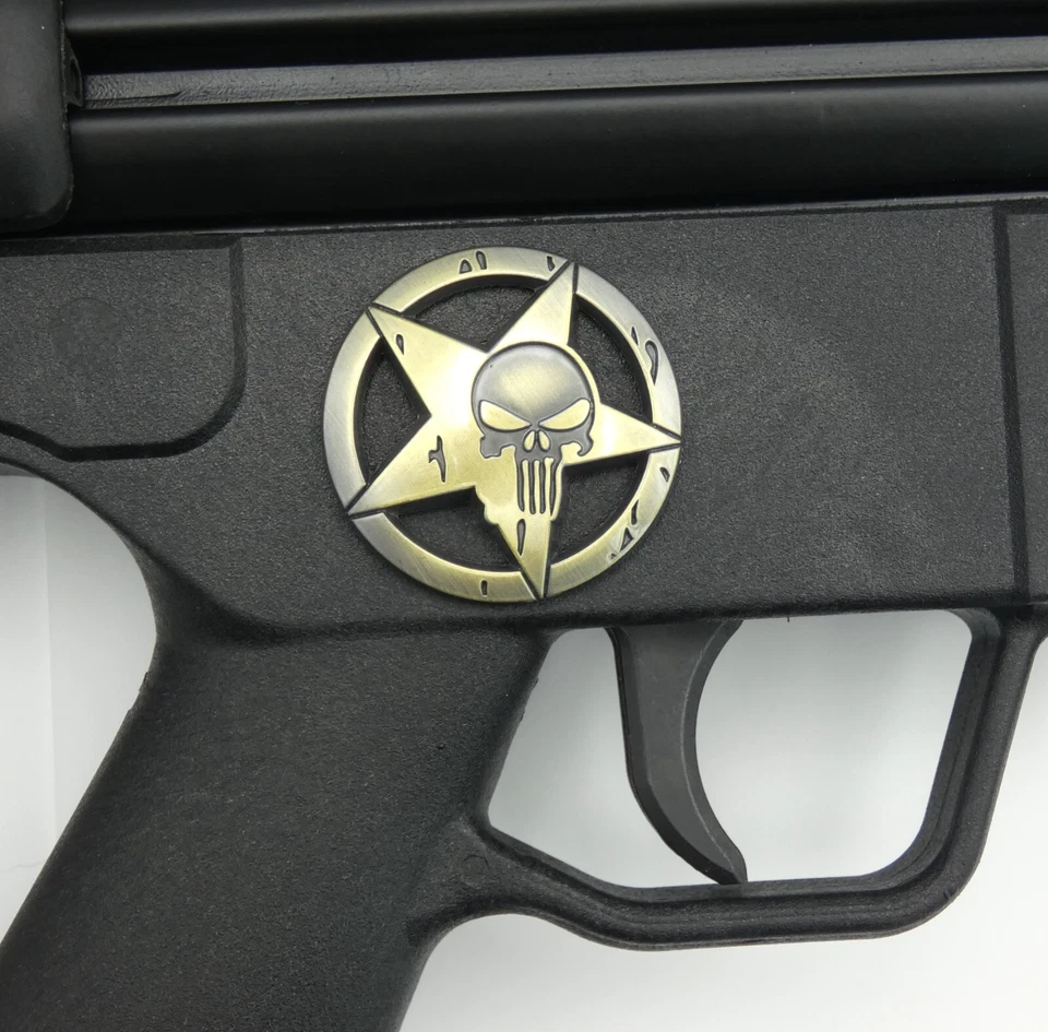 1X AR-15 AR15 Rifle Decal Emblem Punisher Theme (Bronze) Zinc Alloy - Image 3 of 4