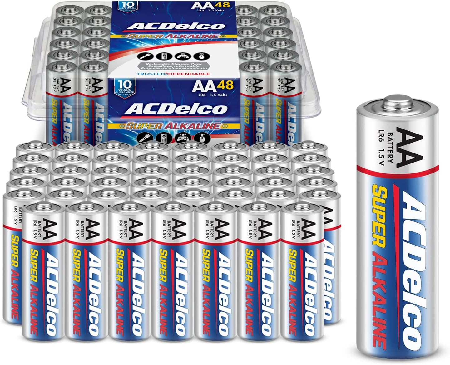 Acdelco 48-Count Double AA Batteries, Maximum Power Super Alkaline Battery, 10-Y