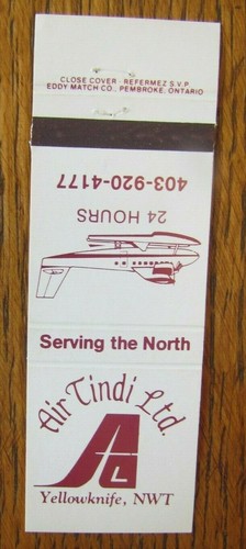 AIR TINDI AIRLINE (YELLOWKNIFE, NORTHWEST TERRITORIES) MATCHBOOK MATCHCOVER -F28