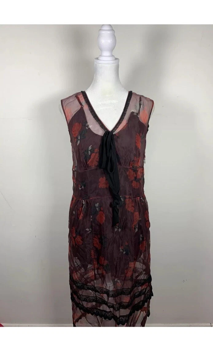 COACH ABITO TRASPARENTE IN ORGANZA MISTO SETA STAMPA FLOREALE Taglia 0