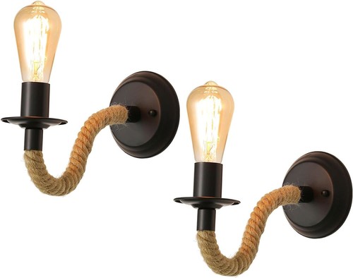 4Pcs Retro Vintage Wall Light Industrial Wooden Wall Lamp Indoor Sconce Bedroom - Picture 9 of 9