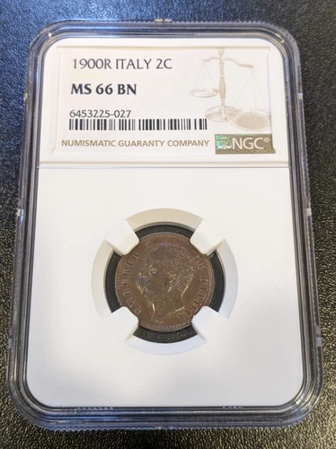 1900 R MS66 BN Italy 2 Centesimi NGC UNC KM 30 Umberto I TOP POP!