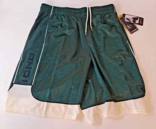 And1 Mens Basketball Gym Workout Shorts Green off White ALL SIZES M L XL 2XL 3XL