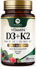 Vitamin D3 K2 Supplement|5000 IU Vitamin D3 & 100 mcg Vitamin K2, 2 in 1 Vitamin