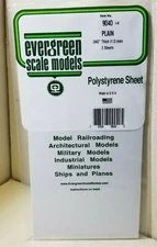 Plain White Sheets (2)  6" x 12" .040" Thick Evergreen Scale Models Plastic 9040