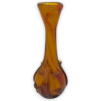 Aseda Glasbruk Vase Orange Glas Schweden Bo Borgstrom 24cm Massiv Schwer Vintage