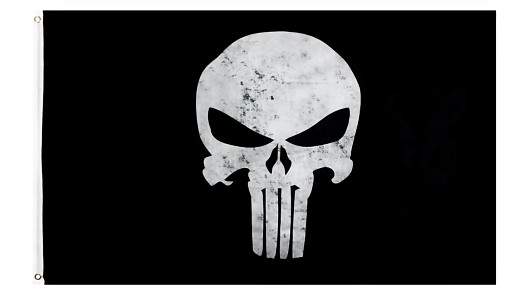 PUNISHER Kopf Schädel Flagge Fahne - 90 x 150cm schwarz / weiß