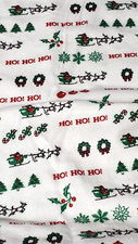 Christmas Flannel Fabric 2 Yards Santa Sleigh Wreath Tree Snowflakes Candy Cane