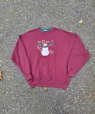 Vintage M C Sportswear Snowman Holiday Double Collar Pullover Crewneck Sweater