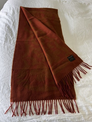 Meg Cohen 100% Cashmere Fringed Orange Rust Scarf Made in England - Picture 5 of 7