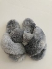 Lauren Conrad Faux Fur X Cross Slippers Size 5-6 Gray