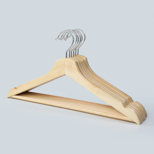 200x schwarze glatte Oberfläche Holz Kleiderbügel Massivholz mit rutschfesten Hosenbügel   - Bild 8 von 9