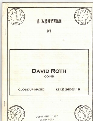 David Roth Lecture Notes Coin Magic 1977 | eBay