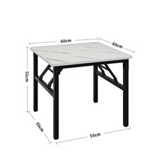Small Dining Table in White Marble Finish Wood Tabletop Breakfast Kitchen Table