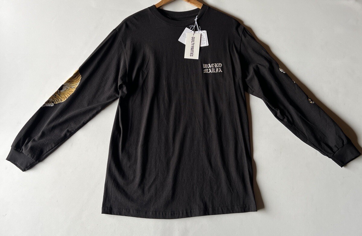 Wacko Maria Mens Tim Lehi Tiger Print Long Sleeve Cotton Tshirt Type 2