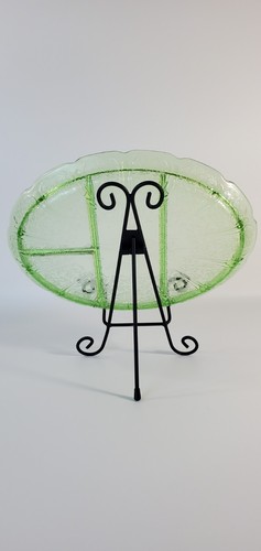 Vintage Green Cherry Blossom Divided Depression Glass Platter Jeannette Glass - Picture 22 of 24