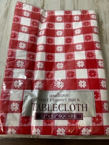 Home Trends Vinyl Flannel Back Tablecloth Choice Blue or Red Check Floral - Picture 10 of 10