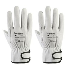 Premium Mechanical White Fleec Lined Soft Leather  Double Palm Safety WorkGloves