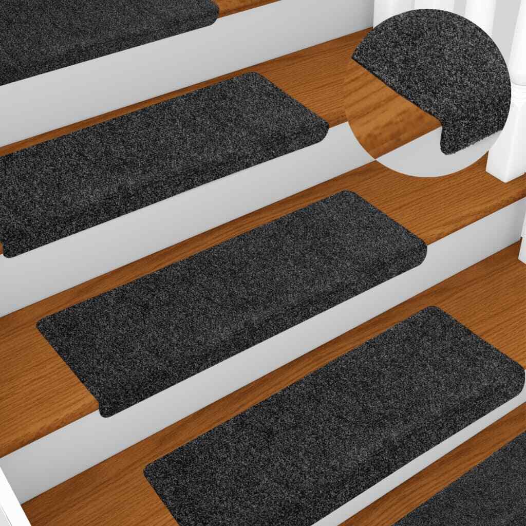 vidaXL Stair Mats 5 pcs Grey 65x21x4 cm Needle Punch