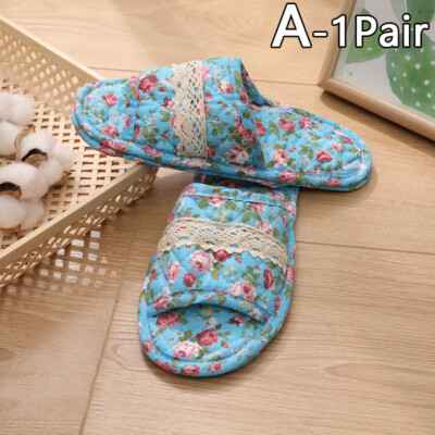 Womens Cotton Memory Foam Summer House Slippers Slides Indoor Bedroom Sandal Shoes Open Toe Washable With Non Slip Linen Sole