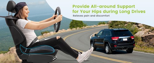 Memory Foam Car Office Front Seat Cushion Ergonomic Breathable Seat Cover Black - Picture 7 of 13