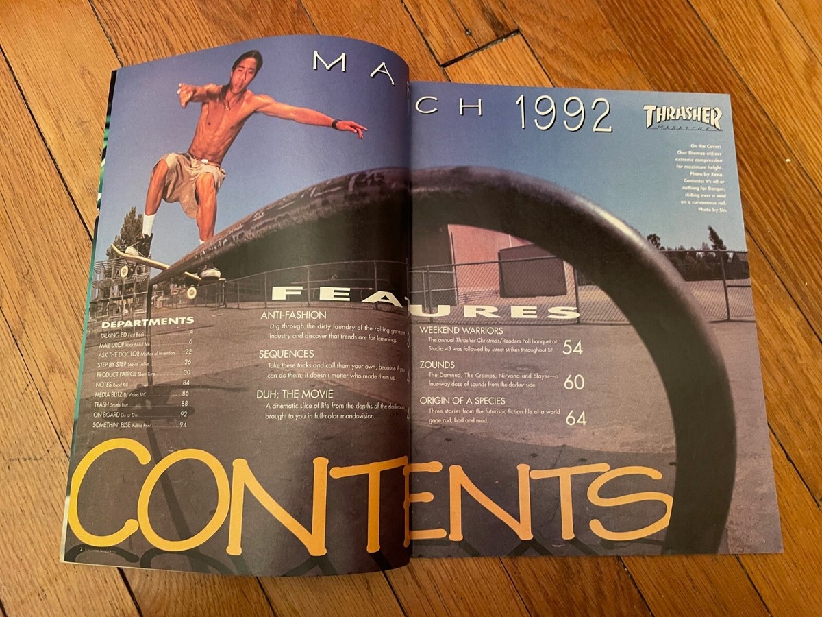 THRASHER SKATEBOARD MAGAZINE March 1992 Chet Thomas DONGER