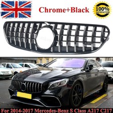 FOR MERCEDES S CLASS C217 COUPE PANAMERICANA FRONT GRILLE BLACK & CHROME 2014-17