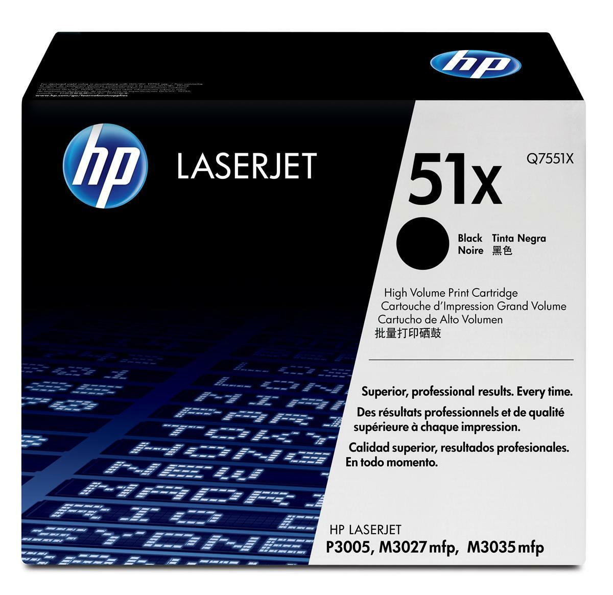 Genuine HP Toner Cartridge Black Q7551X 51X P3005 A- VAT Included