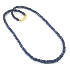 Blue Sapphire Faceted Beaded Necklace, Precious Blue Sapphire Gemstone Necklace