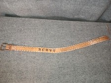 VINTAGE YOUTH 1960s-70s TOOLED LEATHER BELT WITH NAME SCOTT TOOLED ON THE BACK