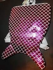 Mermaid Tail Backpack Large Girls Dark Pink Iridescent