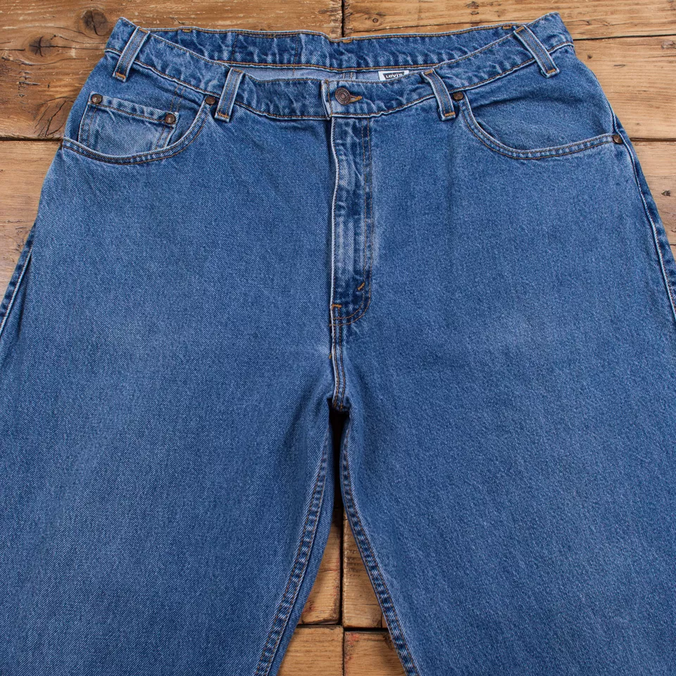 Vintage Levis 545 Jeans 38 x 32 USA Made 90s Dark Wash Straight Blue Brown Tab - Image 3 of 4