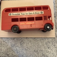 Vintage Rosedale Red London Bus Double Decker Plastic Toy 1970s GC Ref BB93