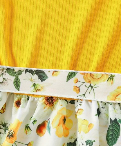 Beautiful Yellow Floral Little Girls Dress Size 4-5 - Bild 6 von 7
