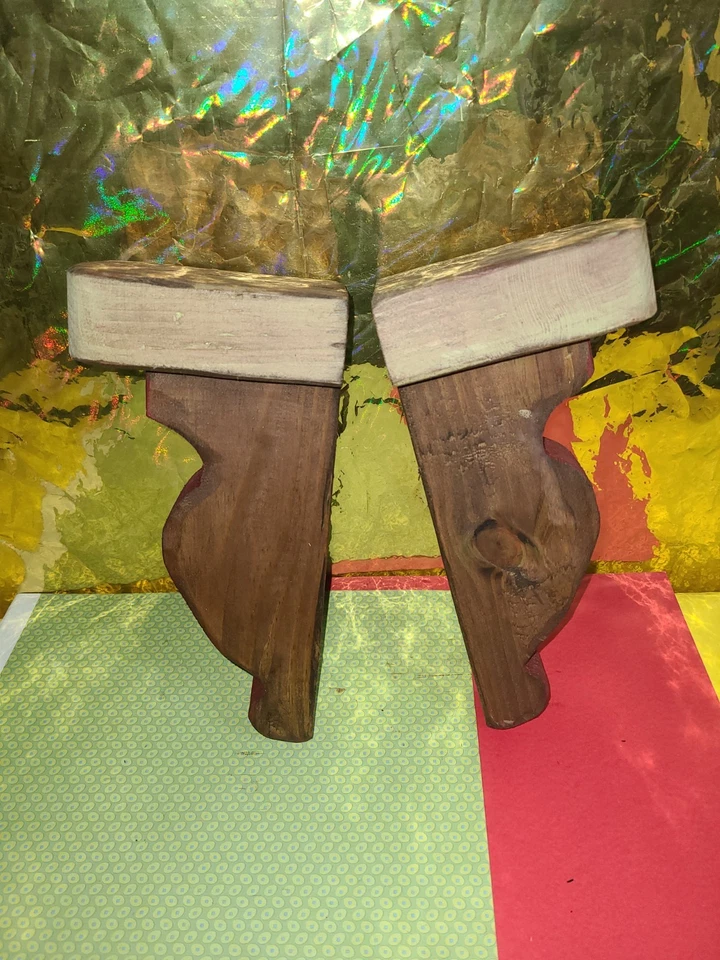 Par de soportes de estante de ménsula porche de granja de campo arándano de madera estilo vintage Foto 4 de 4