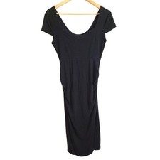 ASOS Maternity Black Short Sleeve Stretch Bodycon Midi Dress US 8