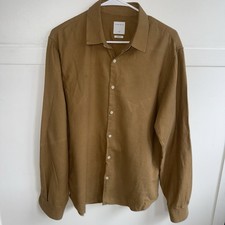 Sandro Shirt Mens XL Classic Fit Shirt 100% Brown Cotton Long Sleeve Button Up
