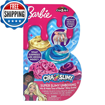 Cra-Z-Art Barbie Cra-Z-Slimy Super Slimy Unboxing Slime Kit Mix Make Tons Of