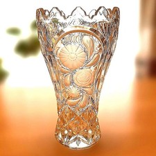 Large crystal glass vase, 25cm flower decor, used
