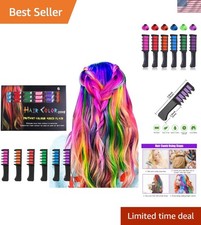 6 Vibrant Colors Hair Chalk Comb Set - Non-Toxic Temporary Hair Dye for All Ages