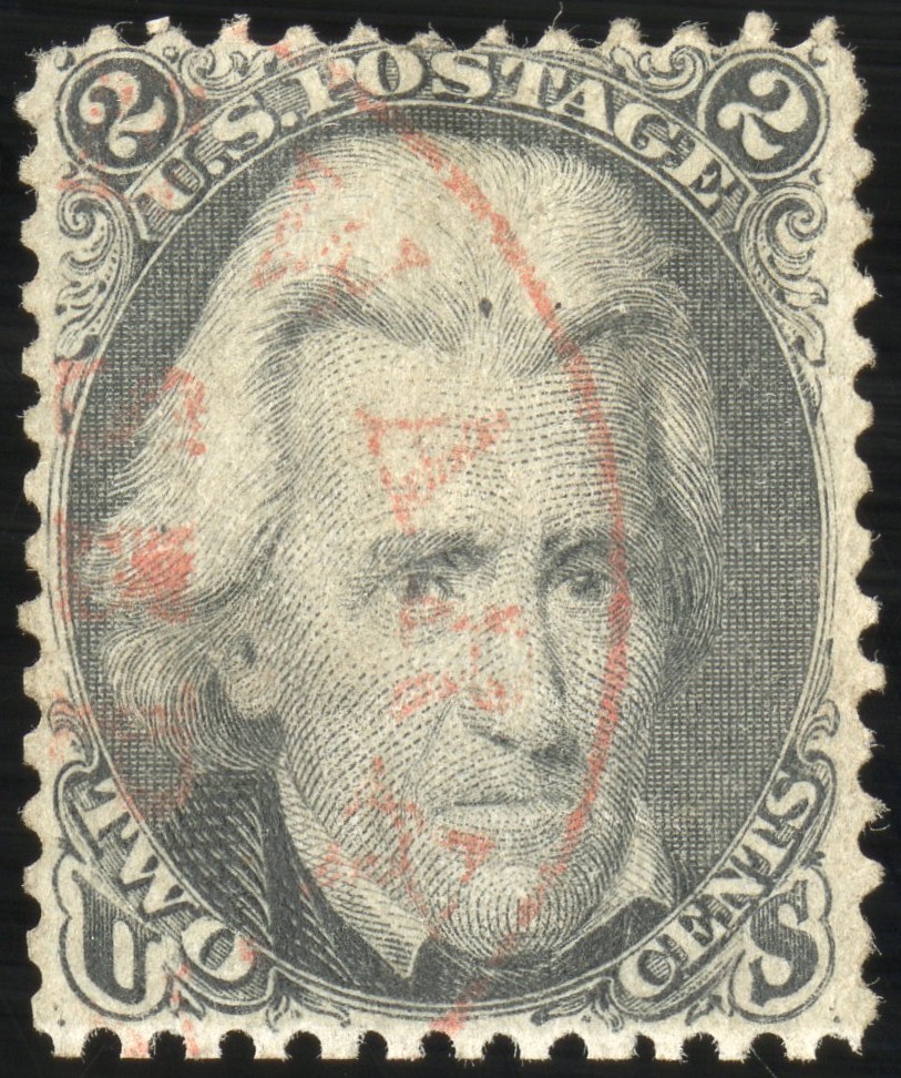 US Stamps # 73 Used VF Red Cancel Scott Value $150.00
