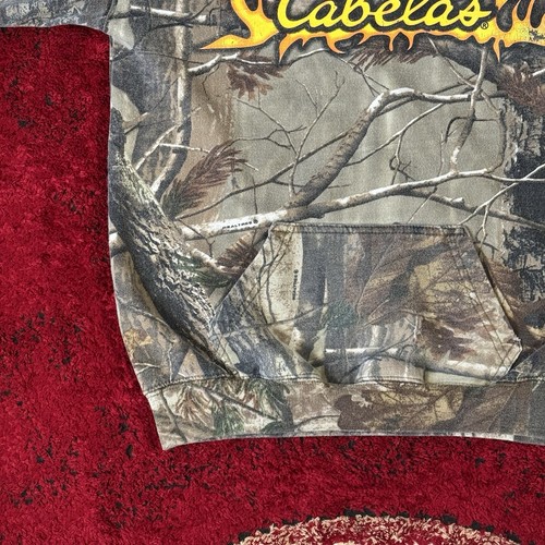 Vintage Y2K Realtree AP Cabelas Flame Hunting Camo Hoodie Size Youth XL - Picture 8 of 19